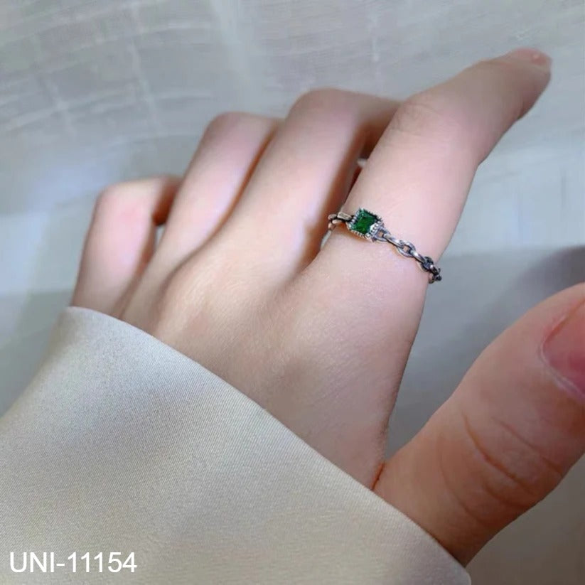 UNI-11154 - Green Gem Silver Ring