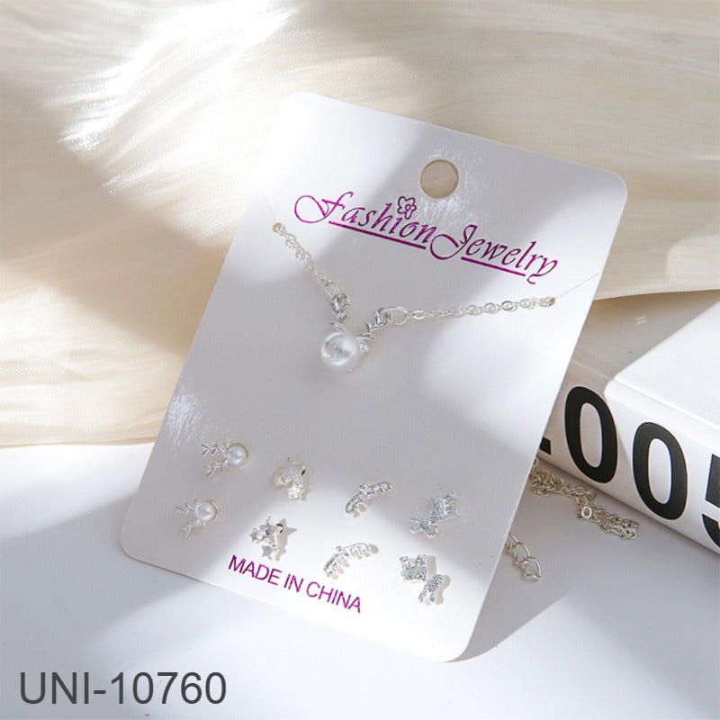 UNI-10760 - Pearl Deer Silver - Jewelry Set