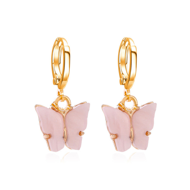 UNI-10471 - Pink Butterfly Gold - Earring