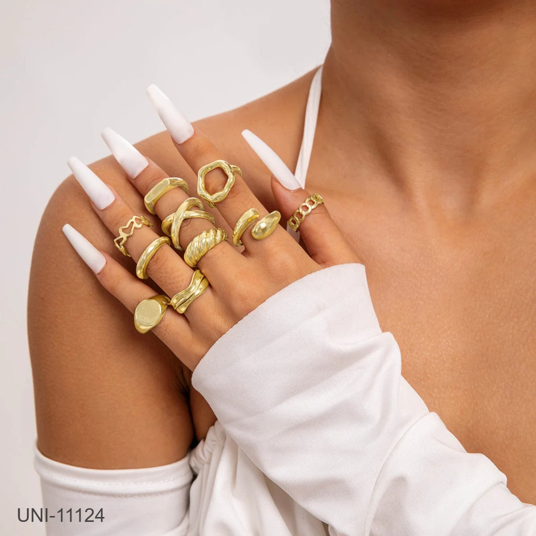 UNI-11124 - Luxury Gold - Ring Set Of 10 - Style 2