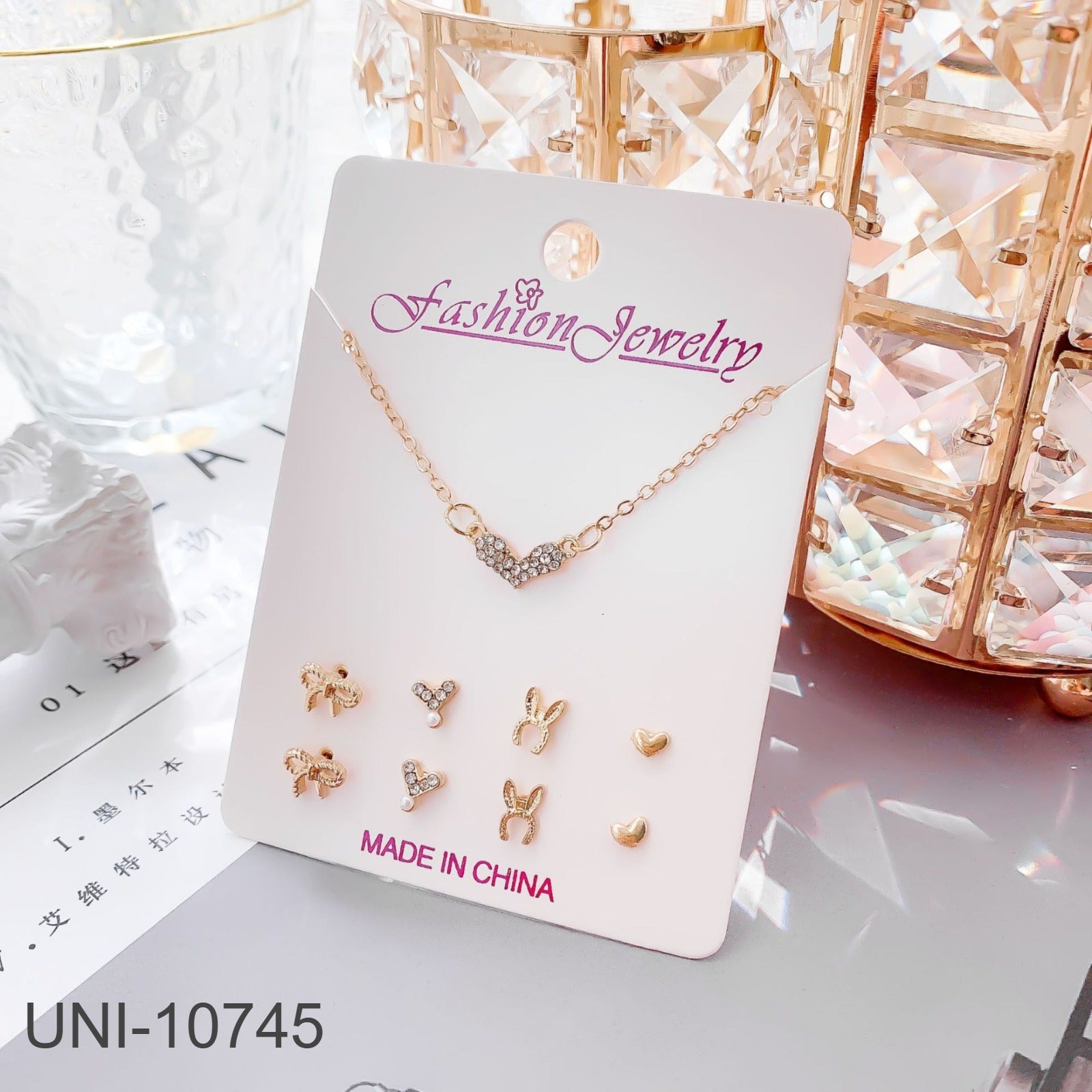 UNI-10745 - Diamond Heart Gold - Jewelry Set
