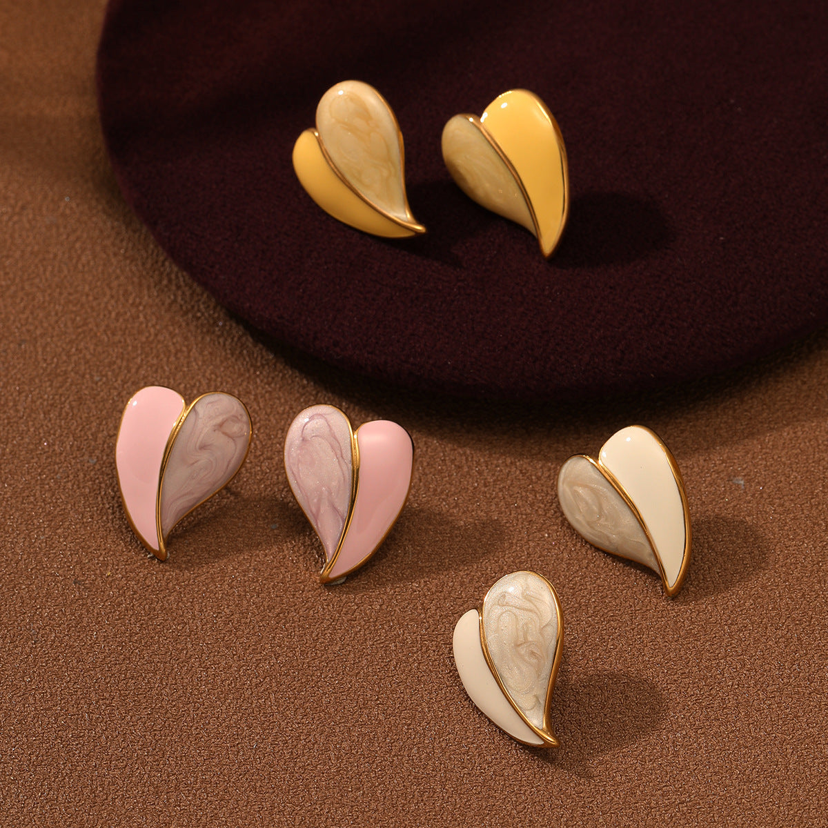 UNI-10425-27 - Marbled Heart - Earring