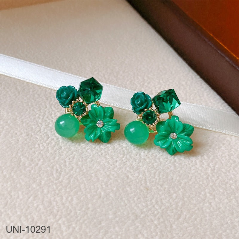 UNI-10291 - Green Flowers - Earring