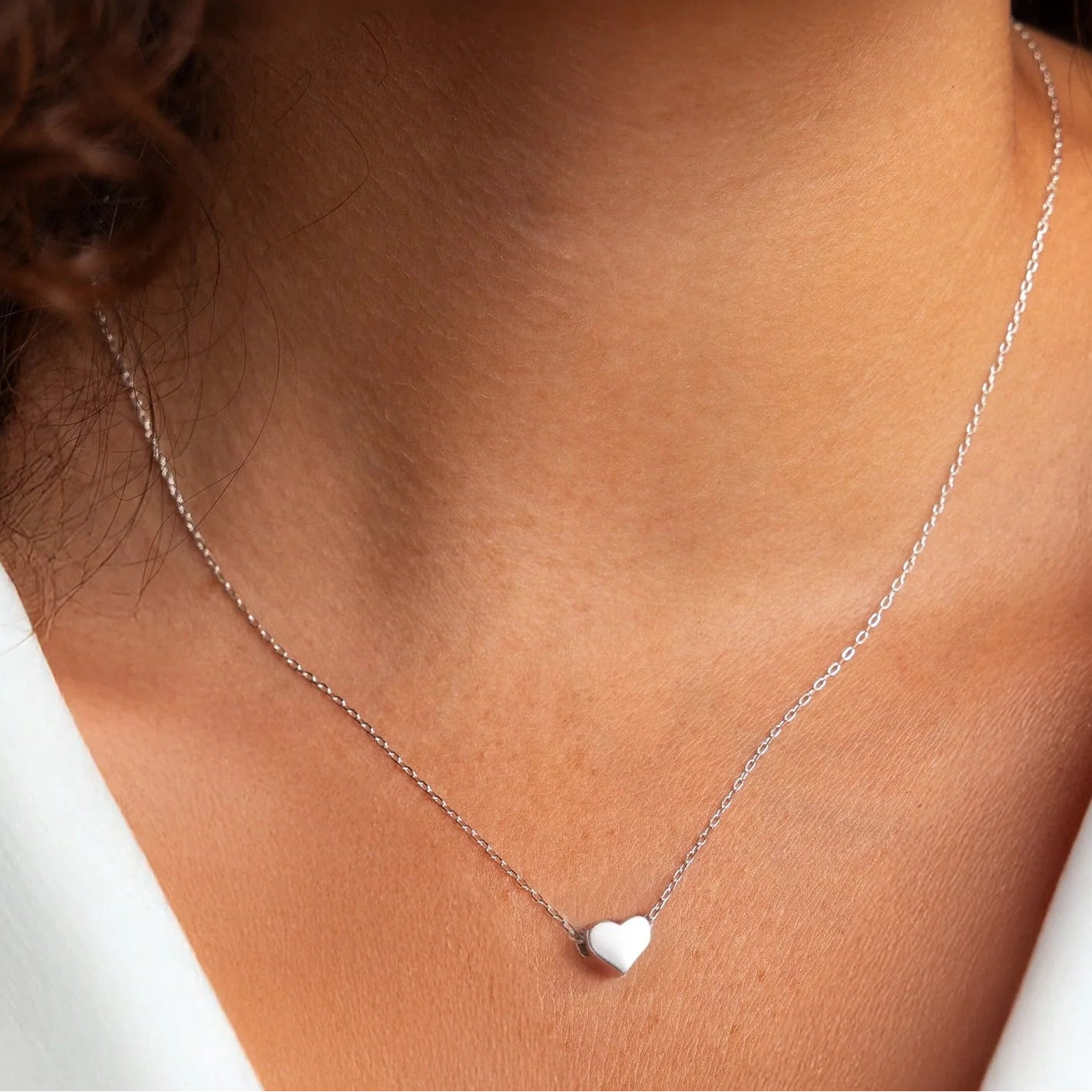 UNI-10618-3 - Silver Foil Heart - Necklace