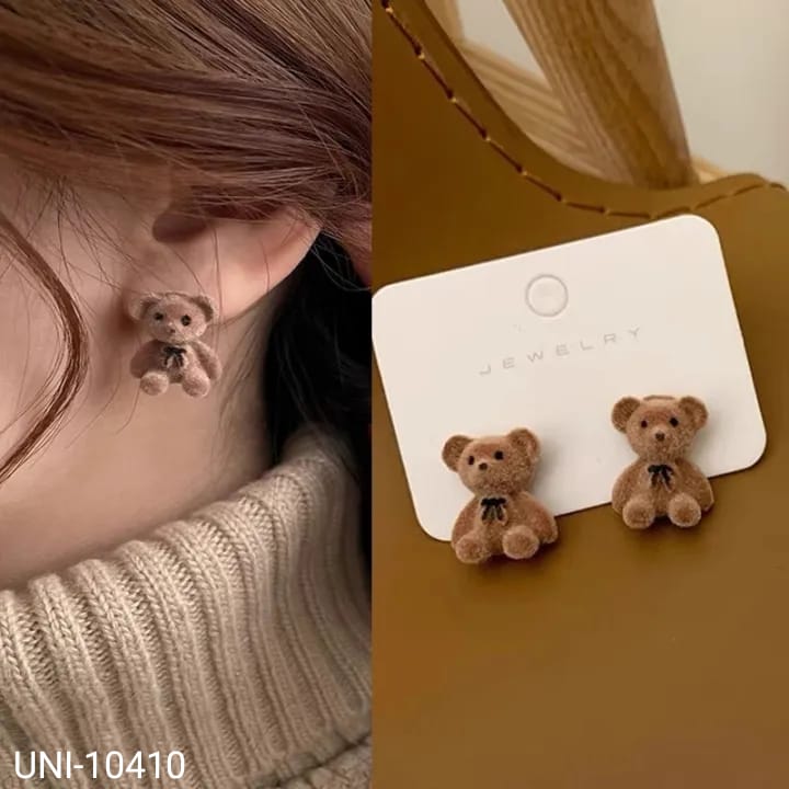 UNI-10411-1 - Brown Cute Bear - Earring