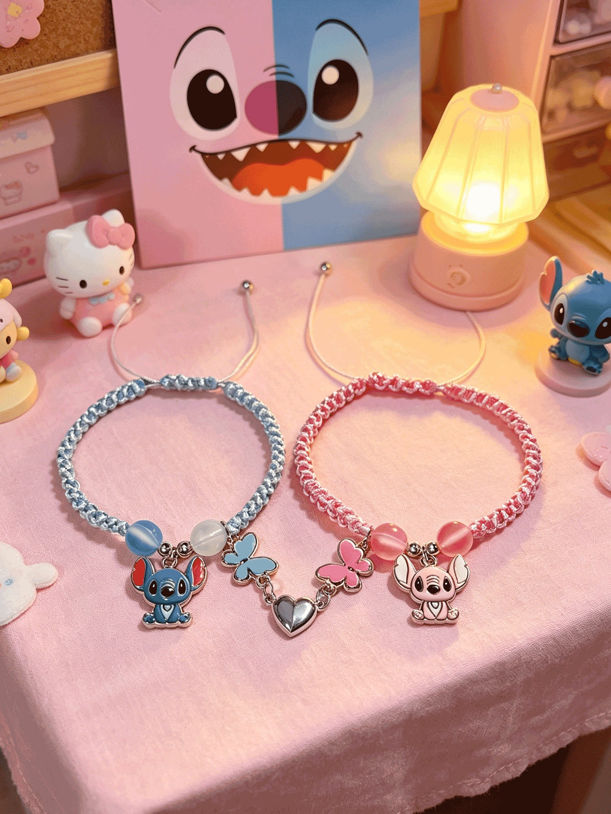 UNI-12438 - Stitch Animal Couple Love - Bracelet Set of 2 Style 2