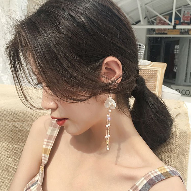 UNI-12132 - Pearl Tassel Square - Earring