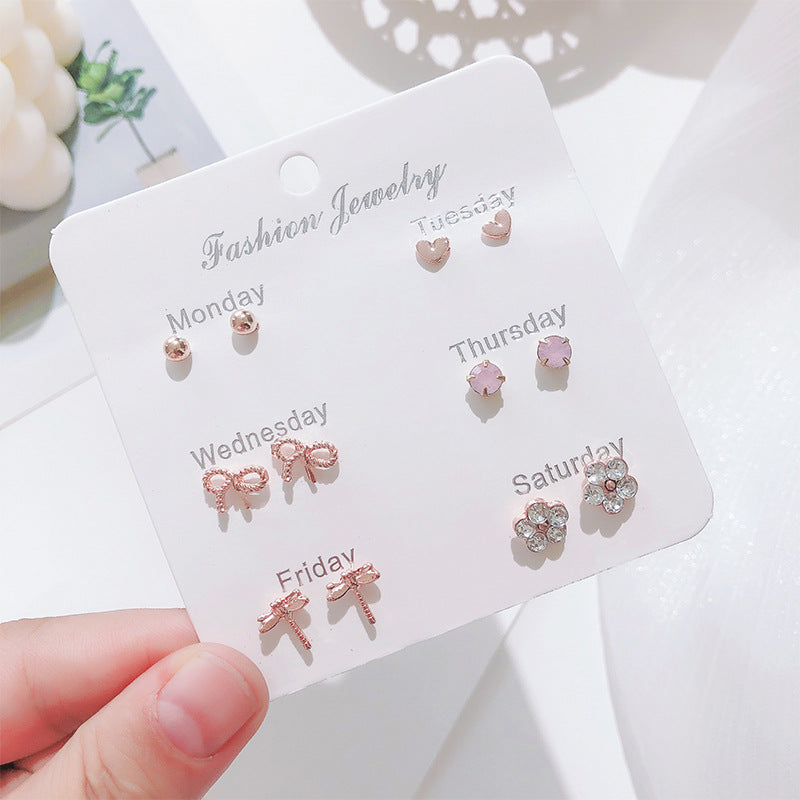 UNI-10711 - Fancy Mini - Ear Studs Set Of 6 - Style 5