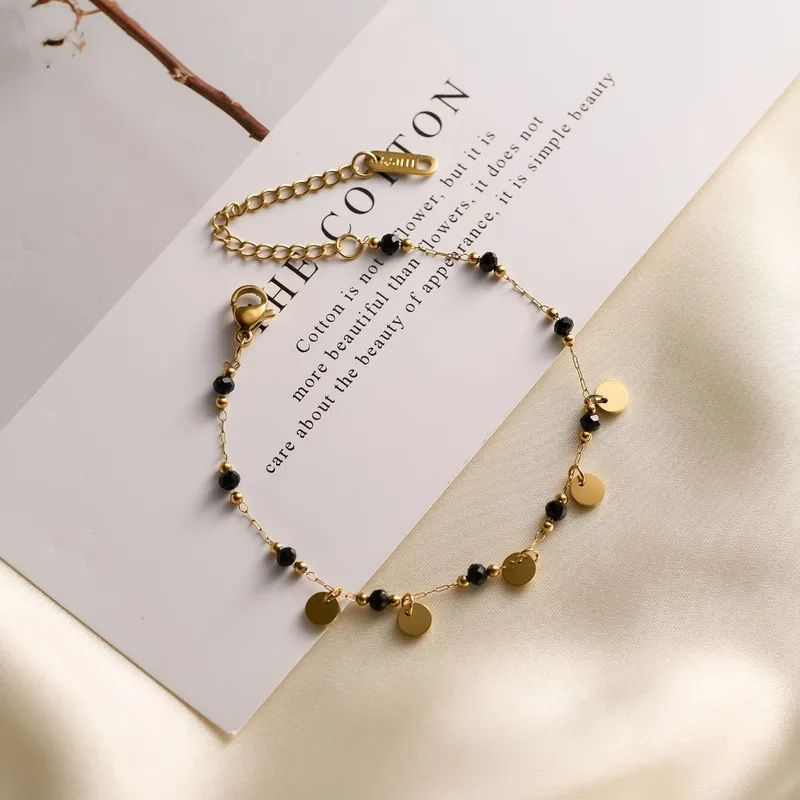 SS-12520 - Black Beads & Gold - Bracelet
