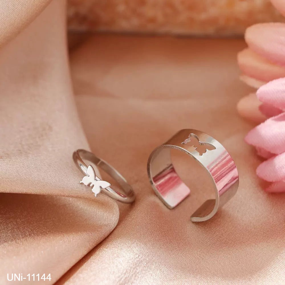 UNI-11144 - Silver Butterfly Ring Set of 2