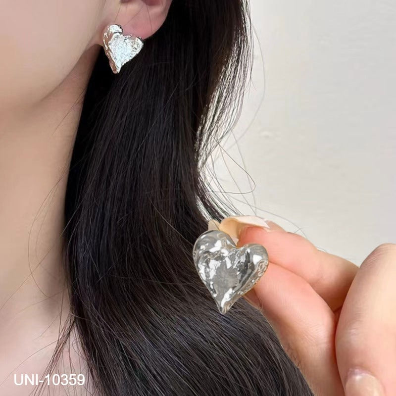 UNI-10359 - Foiled Heart Silver - Earring