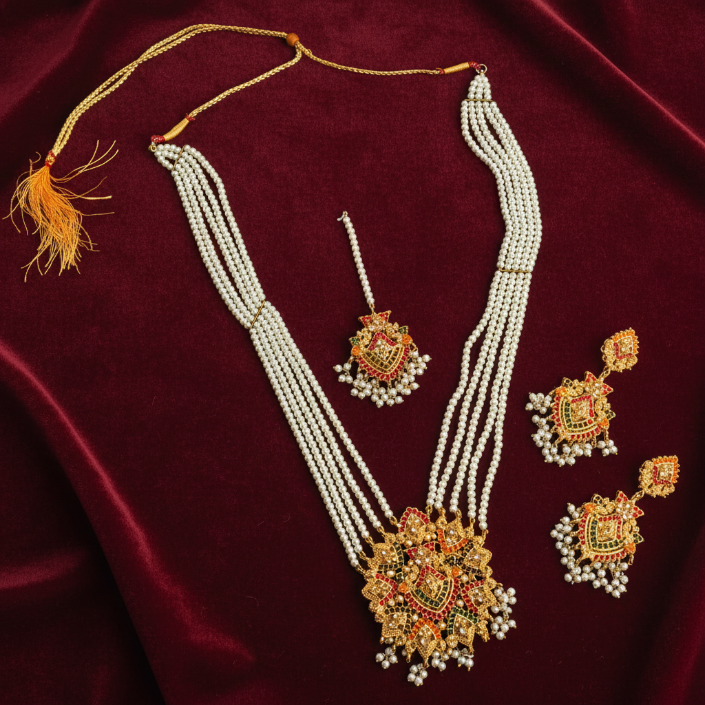 PJ-178 - White Pearls & Luxury Mala - Jewelry Set Style 1