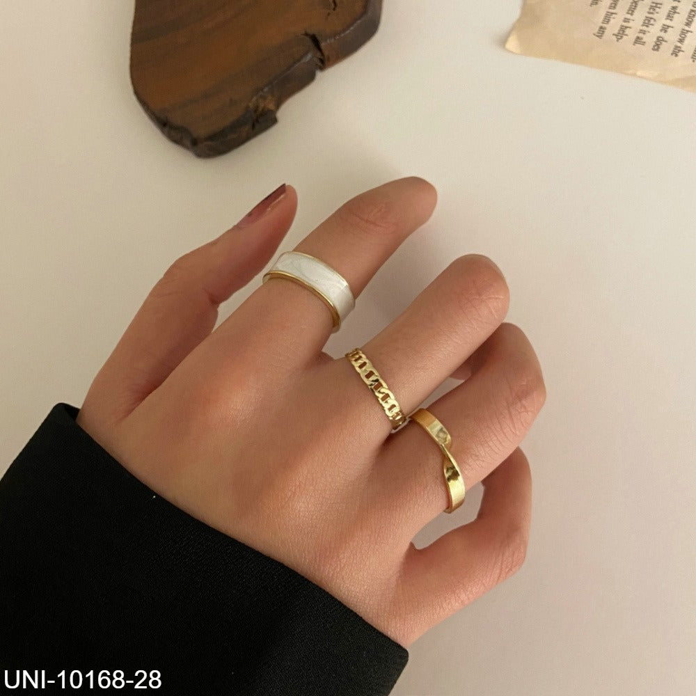 UNI-10168-28 - Gold Glam - Ring Set Of 3