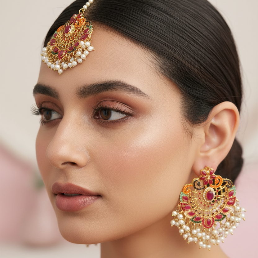 PJ-149 - Luxury Pearls & Diamonds Gold - Jewelry Set Style 5