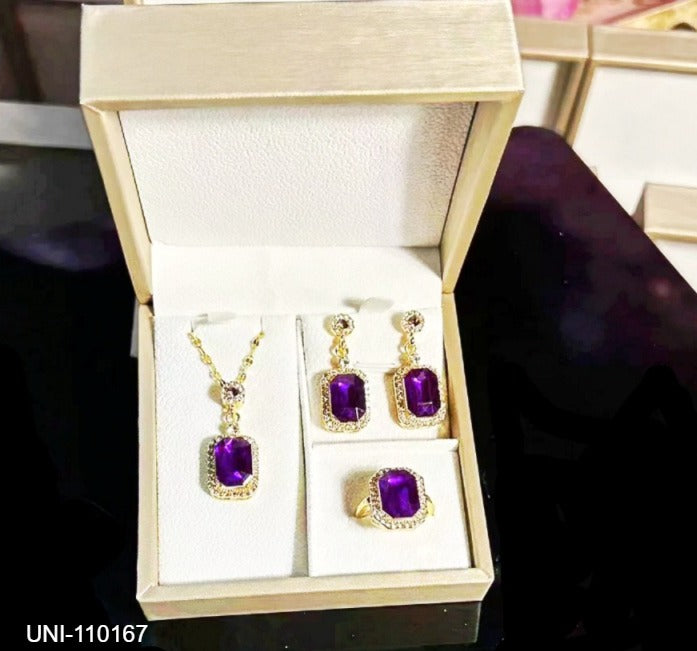 UNI-11017 - Purple Gem Gold - Jewelry Set