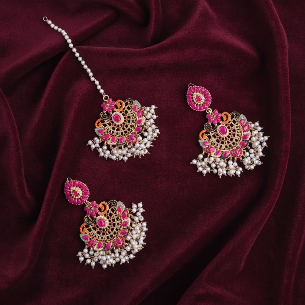 PJ-147 - Luxury Pearls & Diamonds Gold - Jewelry Set Style 3