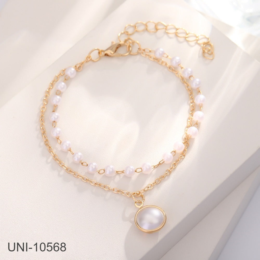 UNI-10568 - Pearl Double Layer Gold - Bracelet