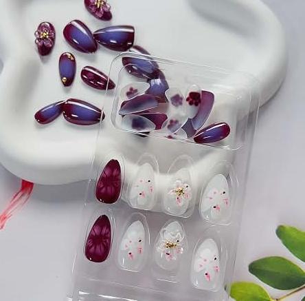 N-458-1 - Dream Floral - Press On Nail Set Of 24 - Free 24 Pcs Sticker Sheet Included