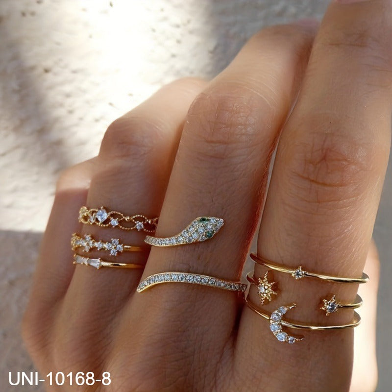 UNI-10168-8 - Sparkle Diamond - Ring Set Of 7