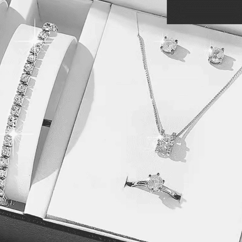 UNI-10560-1 - Crystal Diamond Silver - Jewelry Set of 3