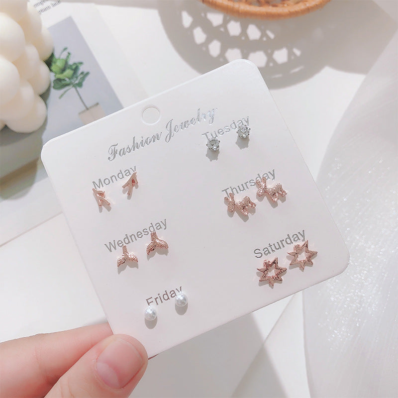 UNI-10709 - Fancy Mini - Ear Studs Set Of 6 - Style 3