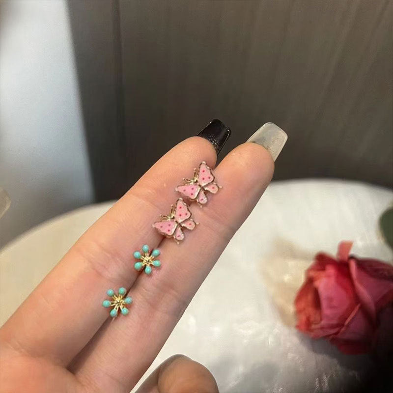 UNI-10340 - Mini Flower & Butterfly - Ear Stud Set