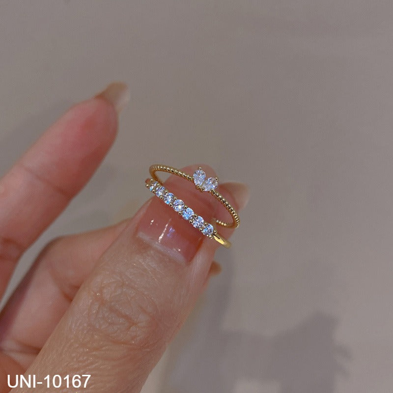 UNI-10167 - Crystal Diamond Gold - Ring Set Of 2