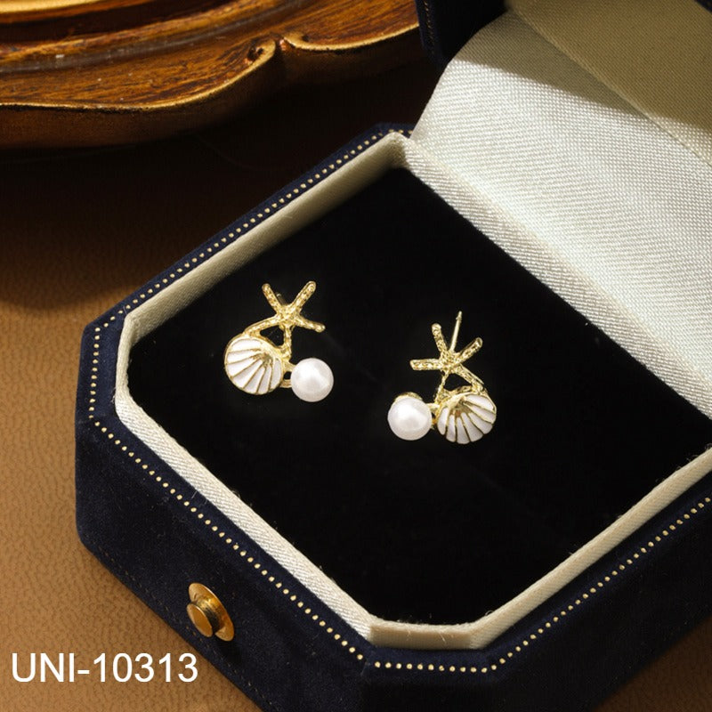 UNI-10313 - Pearl Sea Shell White - Earring