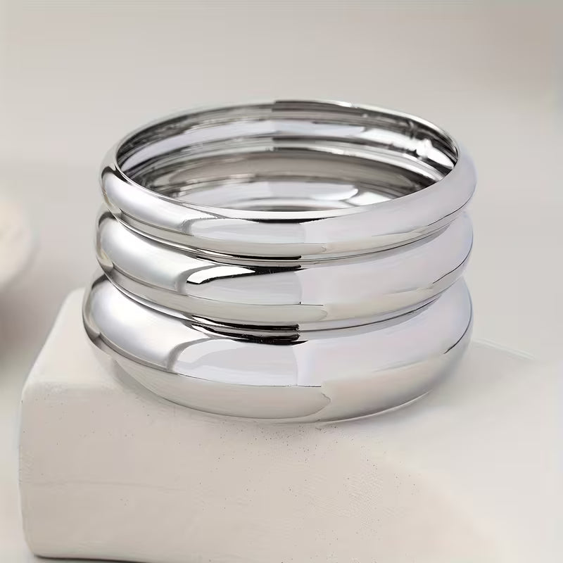 UNI-10636-11 - Silver Foil Bangle - Bracelet Set Of 3