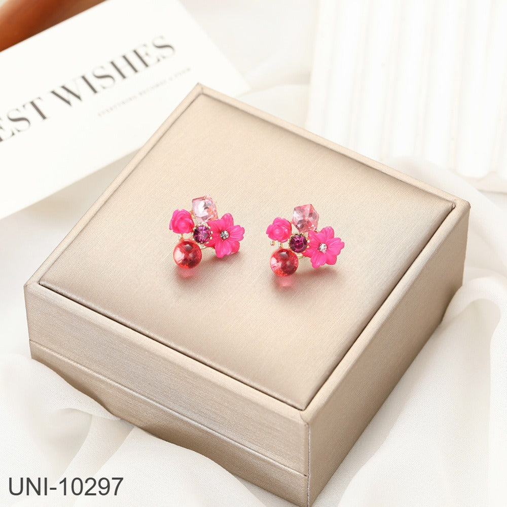 UNI-10297 - Hot Pink Flowers - Earring