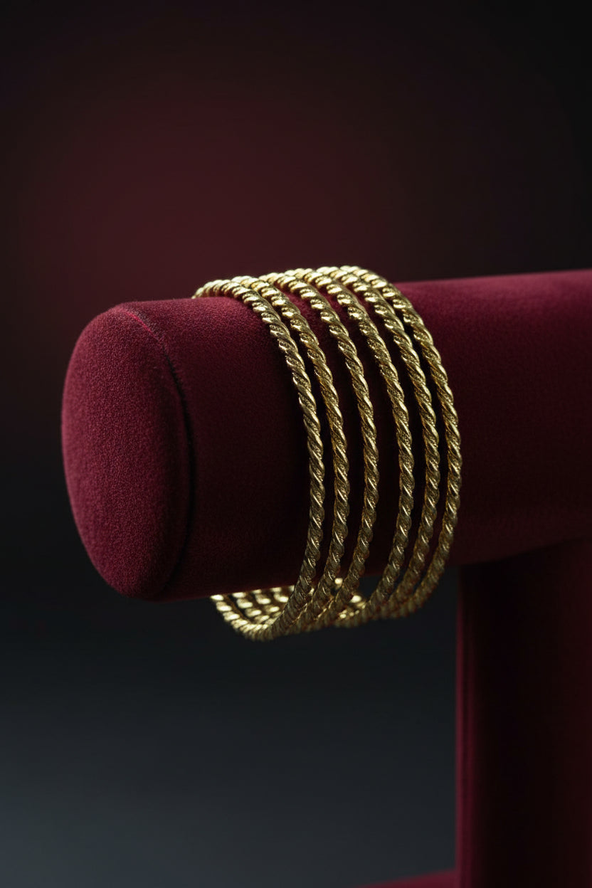 CH-123 - Luxury Twist Gold Bangle - Set Of 6