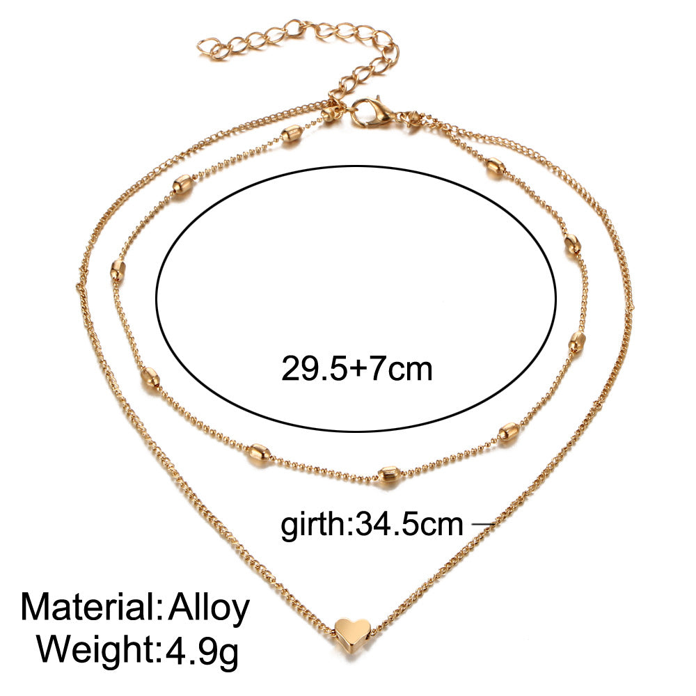 UNI-10617 - Gold Plated Heart Double Layered - Necklace
