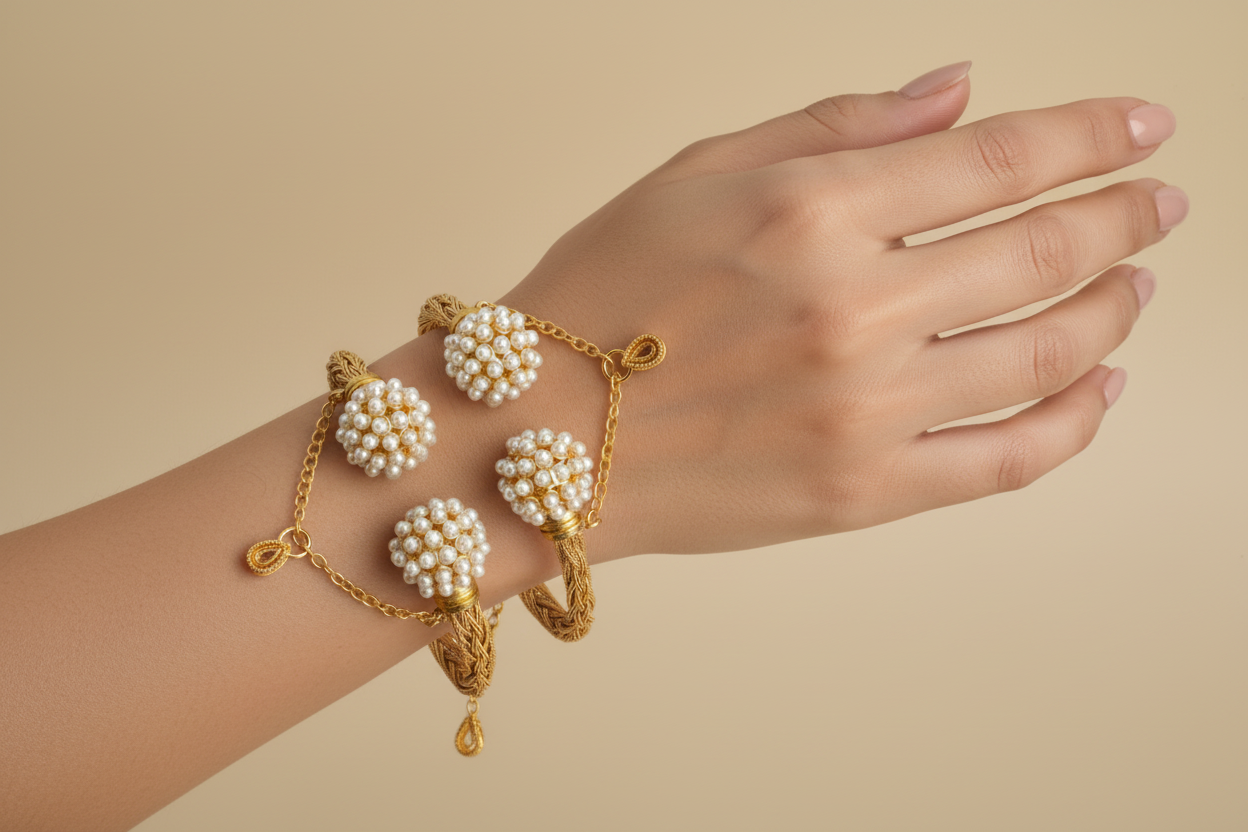 CH-57 - Luxury Pearl & Gold - Bangle Set Of 2