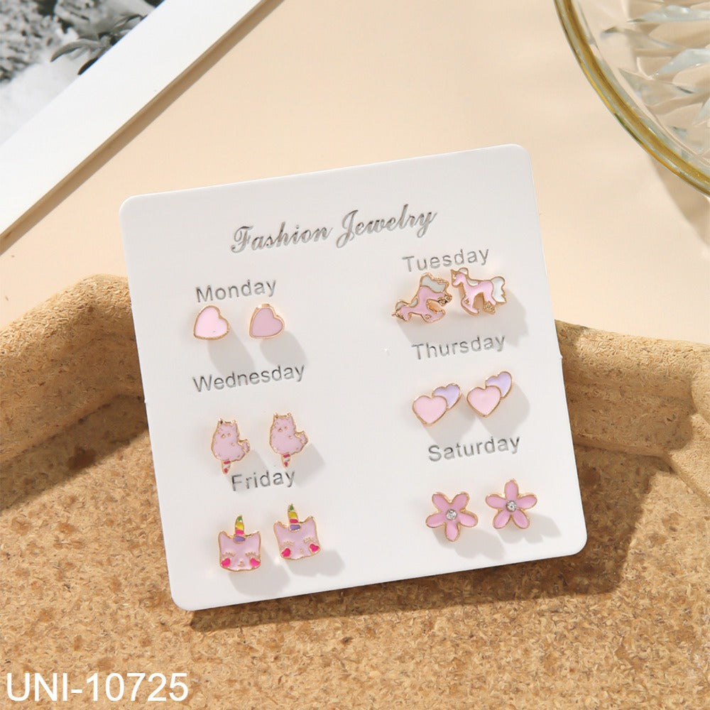 UNI-10725 - Pink Cuties - Ear Studs Set Of 6