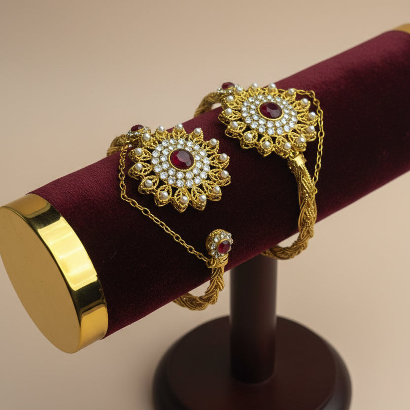 【未開封】 Alexandros BANGLE & RING SET CH-86 - Luxury Diamonds Flower Gold - Bangle Set Of 2 Style 2 – ABW
