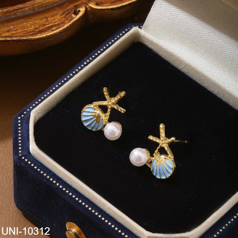 UNI-10312 - Pearl Sea Shell Blue - Earring