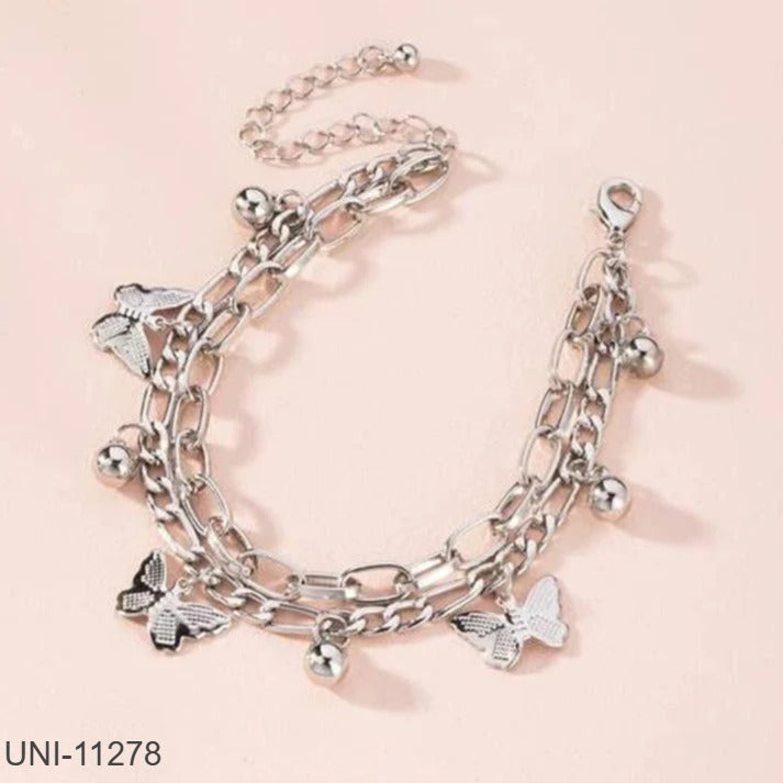UNI-11278 - Butterfly Charms Silver Chain - Bracelet