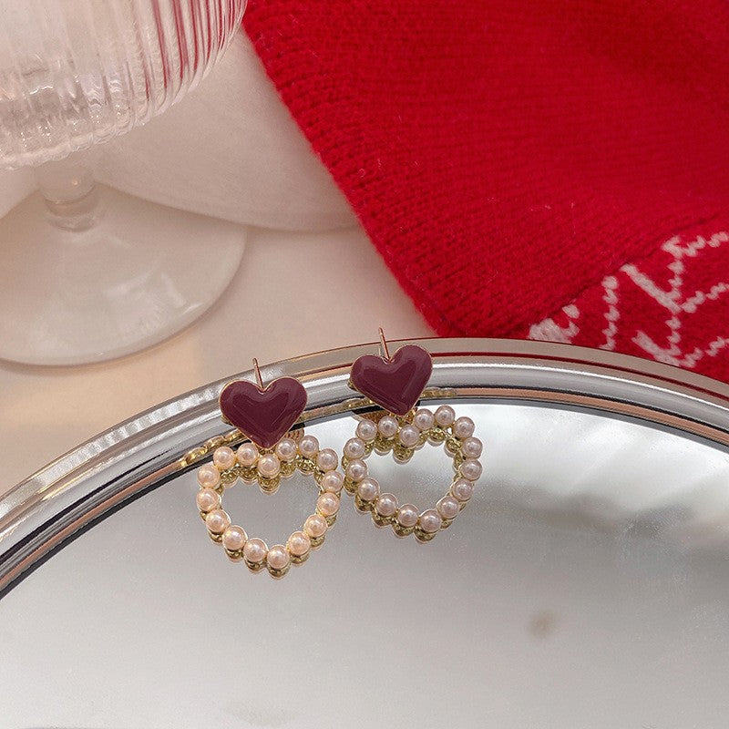UNI-10440 - Red Heart Pearl - Earring