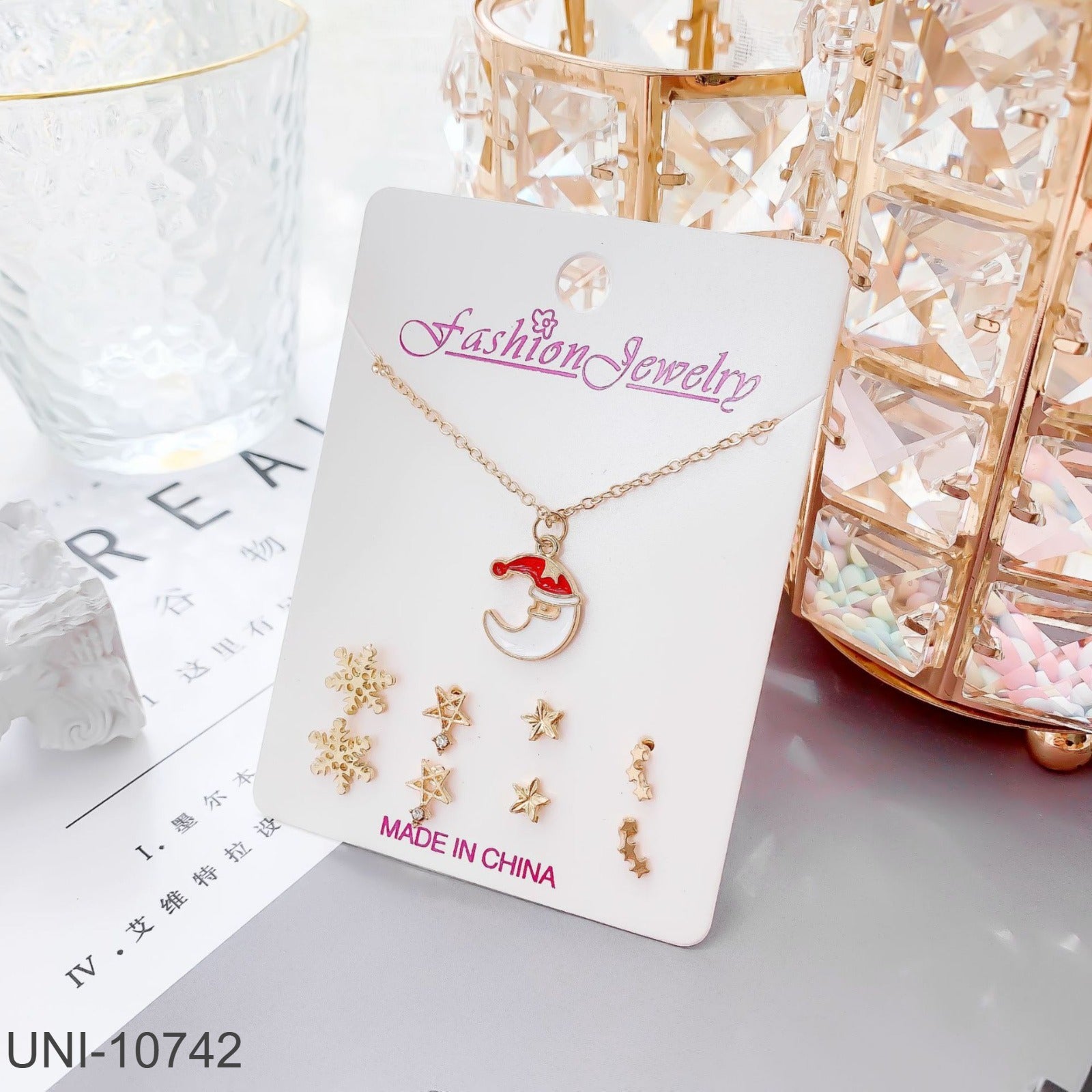 UNI-10742 - Christmas Moon & Stars - Jewelry Set