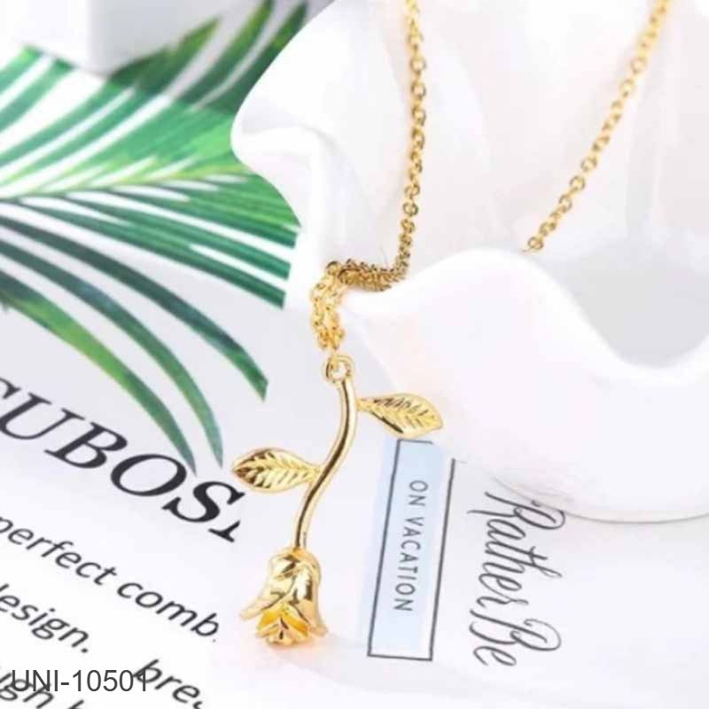 UNI-10501 - Gold Rose Flower - Necklace