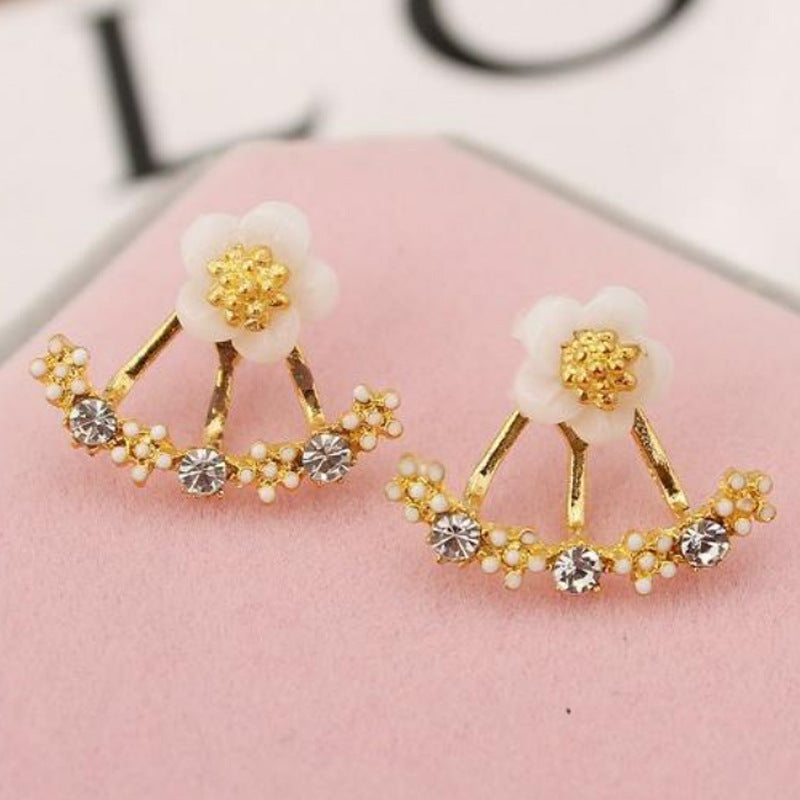 UNI-10477 - Gold White Flower - Earring