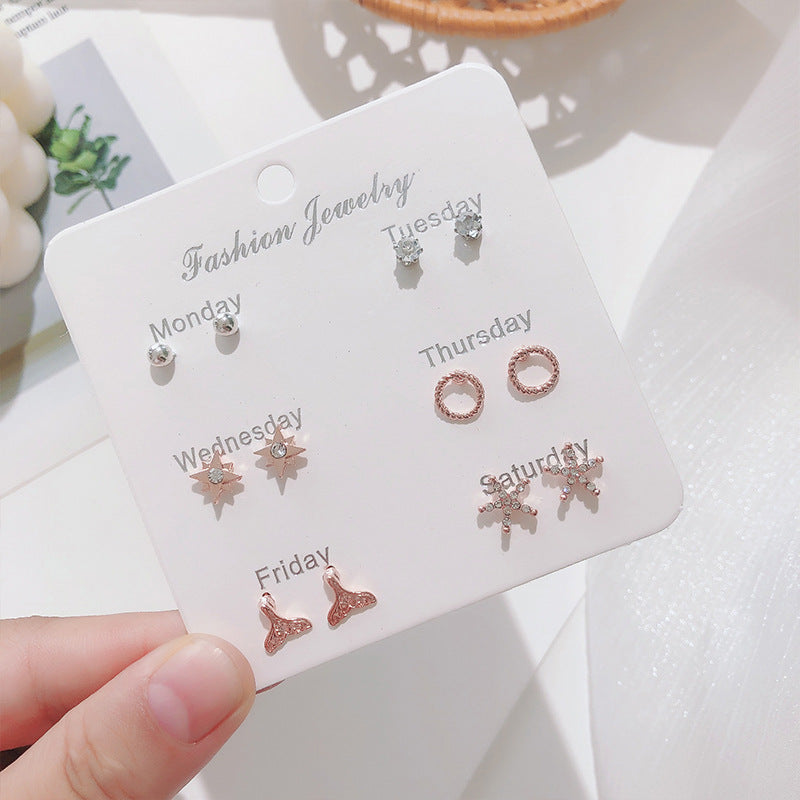 UNI-10710 - Fancy Mini - Ear Studs Set Of 6 - Style 4