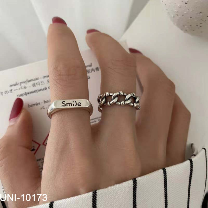UNI-10173 - Smile Silver - Ring Set of 2