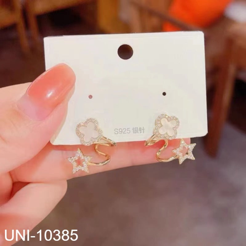 UNI-10385 - White Flower & Star - Earring