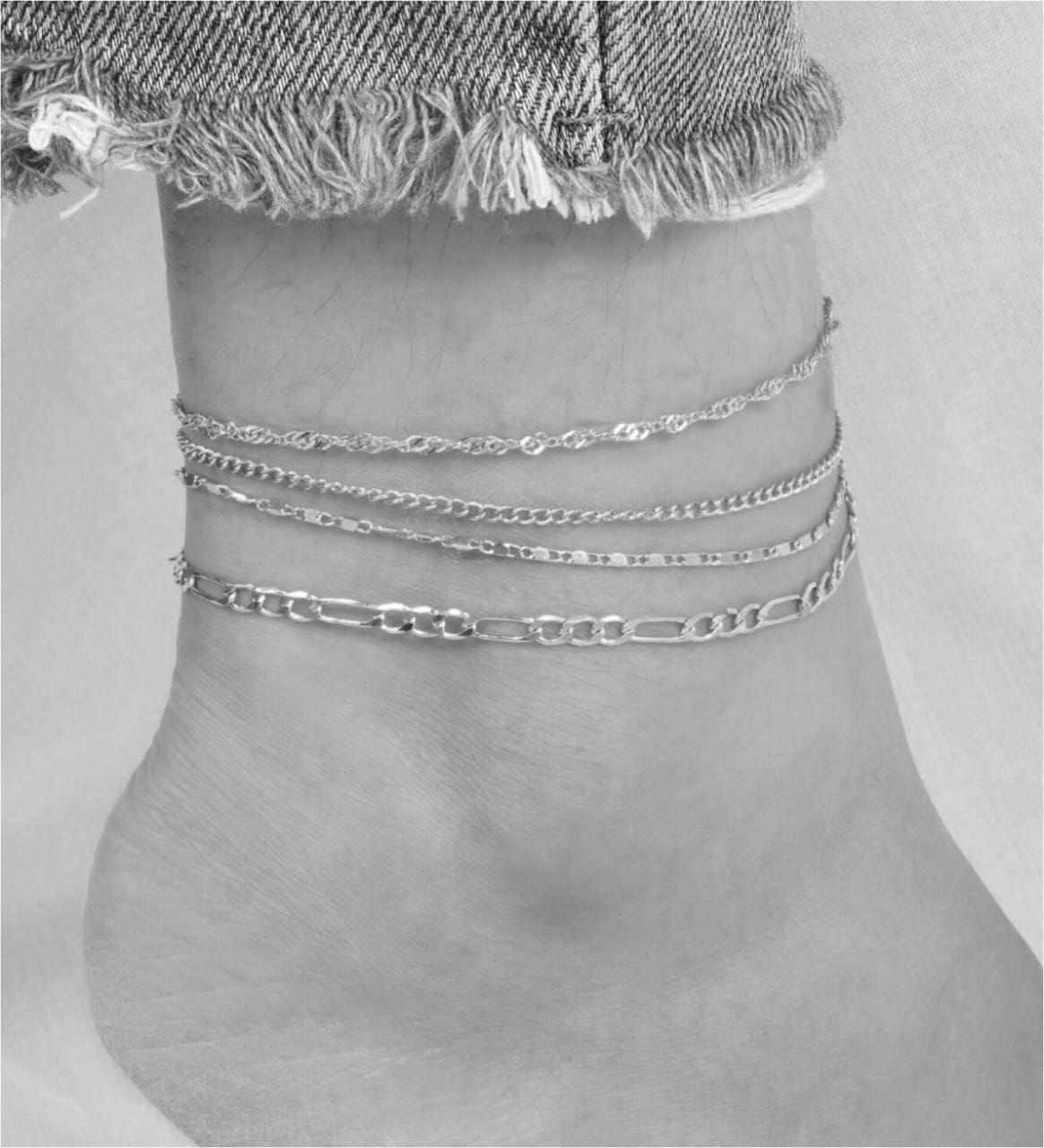 UNI-10672 - Silver Layer - Anklet Set of 4