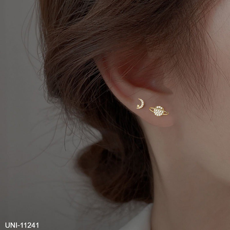 UNI-11241 - Moon Star & Planet Gold - Ear Studs