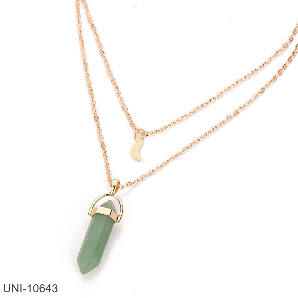 UNI-10643 - Green Stone Double Layer - Necklace