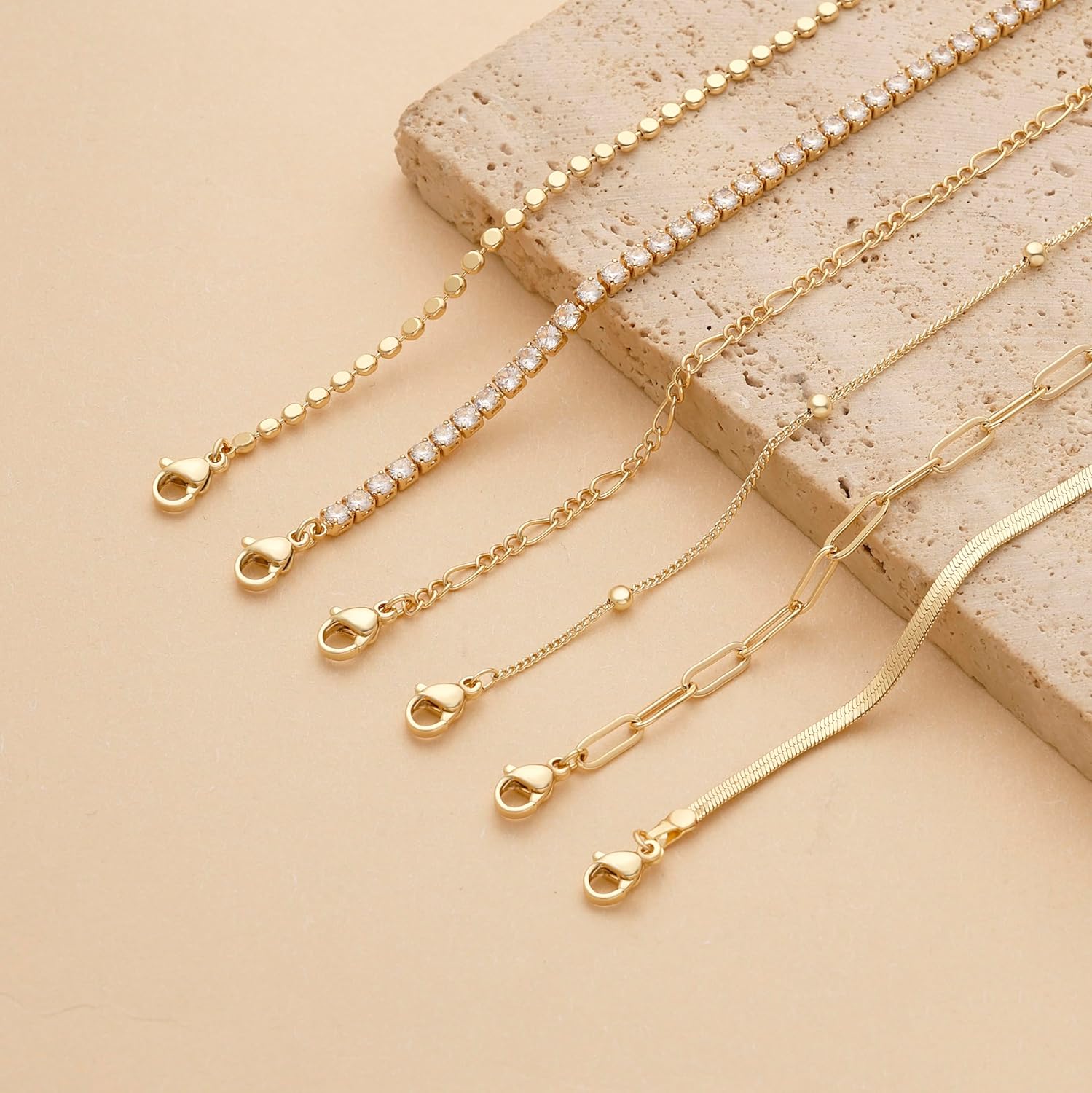 Uni-10600-1 - Diamond Gold Chain - Bracelet Set of 6