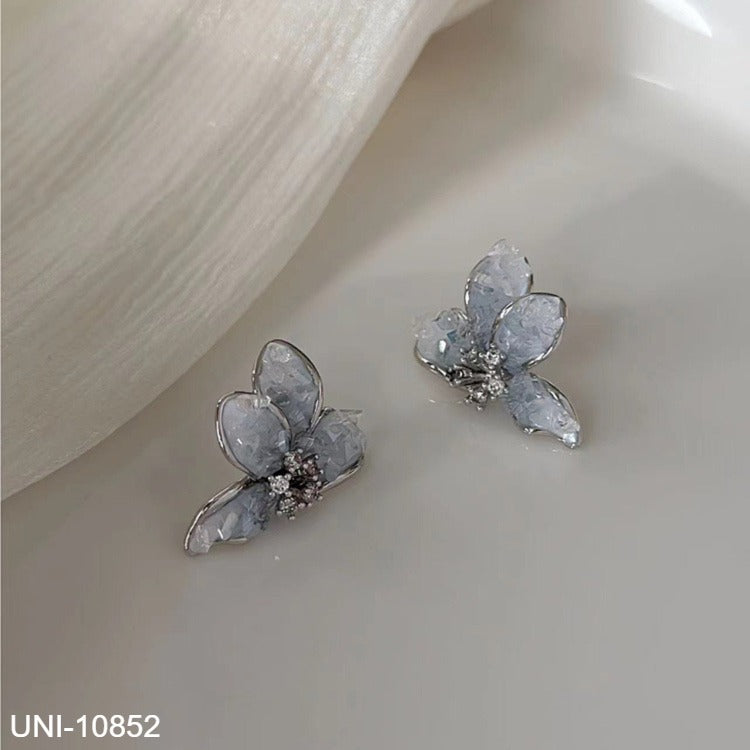 UNI-10852 - Crystal Butterfly Silver - Earring Style 1