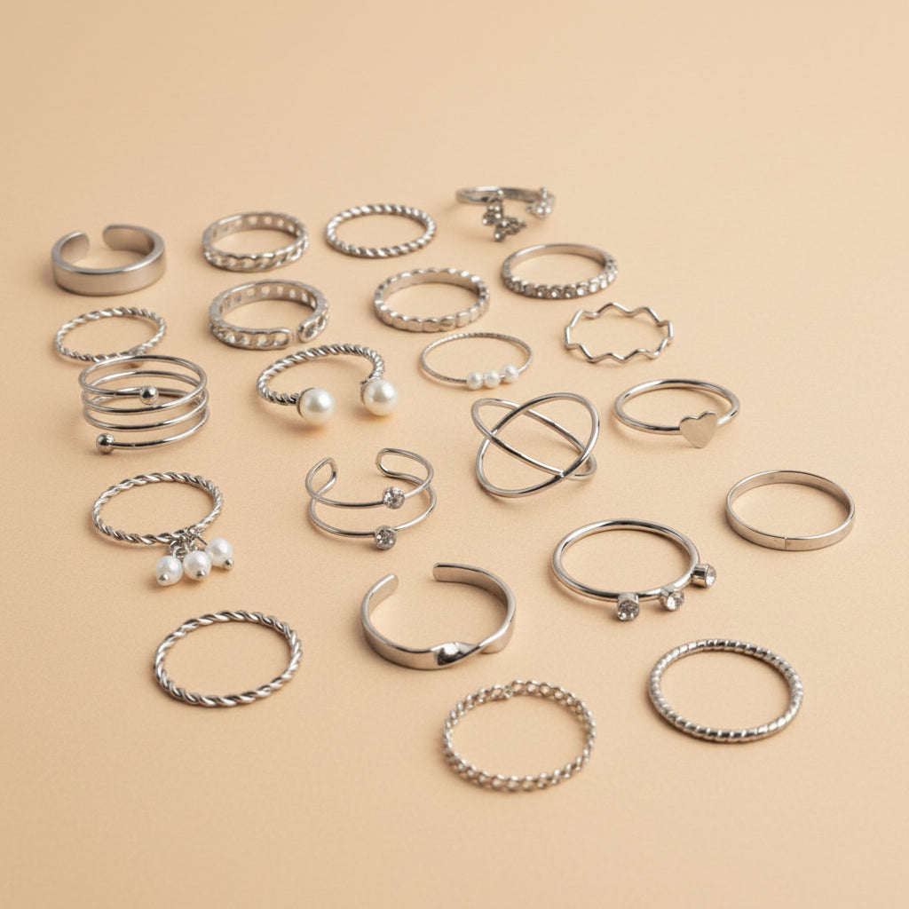 UNI-10771-3 - Fancy Silver - Ring Set Of 22